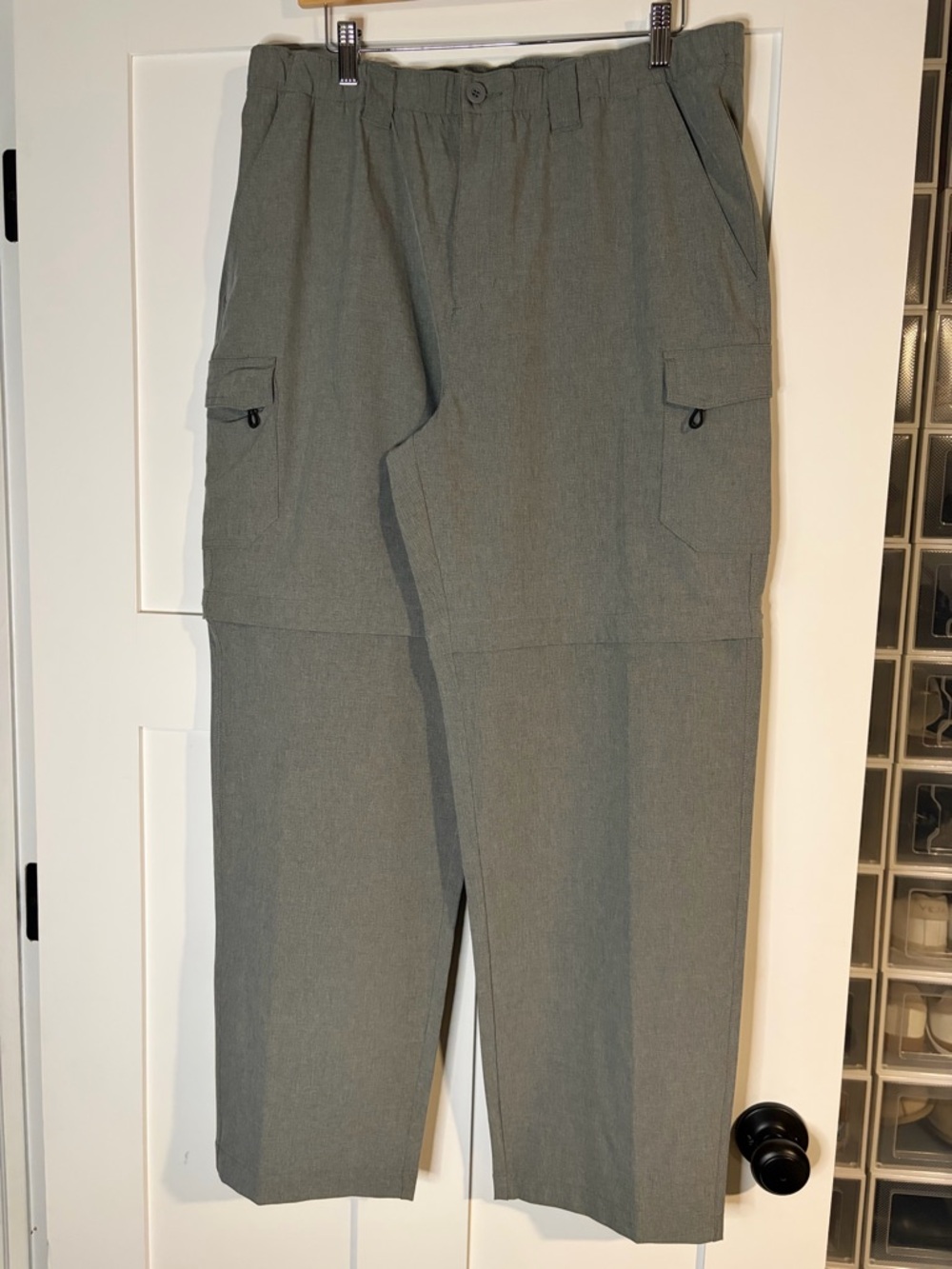 Reel Legends Mens Gray Convertible Cargo Pants Zip Off Hiking Fishing  36/38